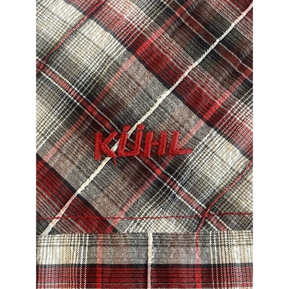 KUHL Button Up Shirt Mens Large‎ Red Plaid Short Sleeve - Picture 3 of 7